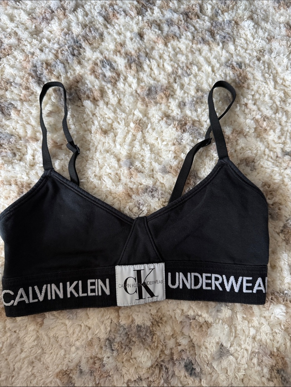 Calvin Klein Underwear corset Black Logo Band Bralette with CK Patch